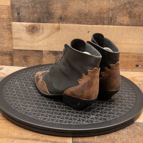 VINTAGE SPIEGEL WOMENS ANKLE BOOTS BLACK LEATHER MADE IN SPAIN LACE UP SIZE 6 - Picture 6 of 9